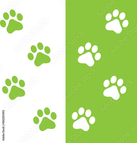 Paw Prints. Cute pets and Dogs pets paw print isolated on white background. Animal paw prints.