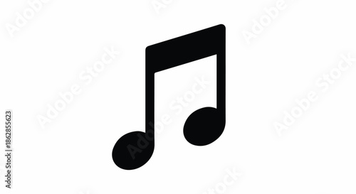 Simple black music note icon on white background for design projects and graphic resources.