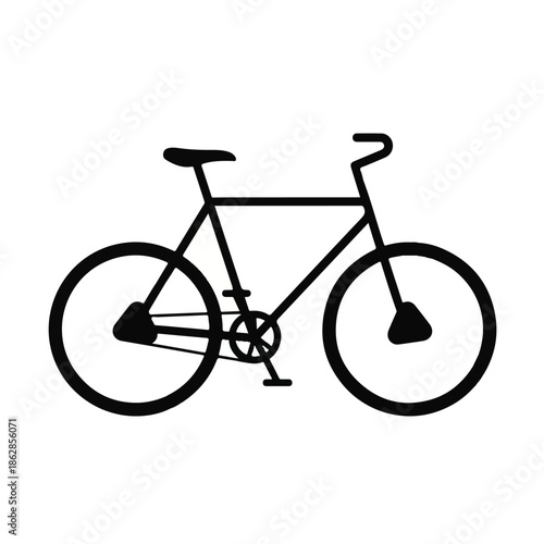 Minimal bicycle silhouette on white background for design and graphic projects.
