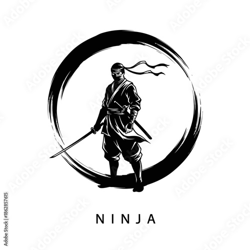 Samurai Warrior Icon – Japanese Sword Fighter Silhouette for Martial Arts & Zen Design