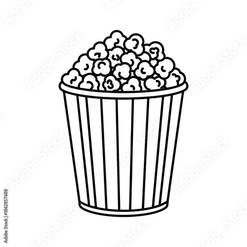 Popcorn Bucket Icon – Movie Snack Symbol for Cinema, Entertainment & Food Design