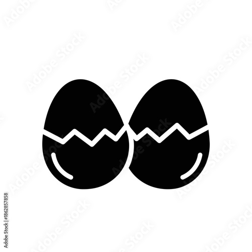 Cracked Egg Icon – Broken Eggs Shell Symbol for Food, Cooking & Easter Design