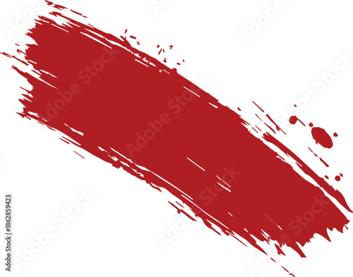 Grungy red Ink Paint Brush Stroke Vector Illustration