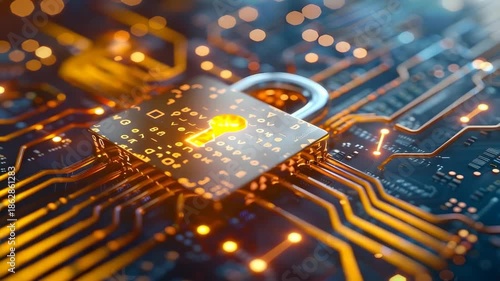Wallpaper Mural Glowing Padlock Symbol on Futuristic Circuit Board Cybersecurity, Data Protection, and Advanced Technology in Vibrant Colors Highlighting Digital Security and Encryption Torontodigital.ca