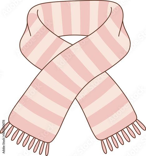 Cute Pink Striped Winter Scarf Illustration for Valentine's Day and Cozy Fashion Accessory