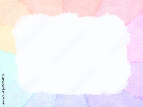 透明水彩や和紙の様な淡い色のグラデーションのフレームイラスト