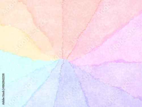 透明水彩風の様な淡い赤色から青色へ放射状に広がるグラデーションイラスト