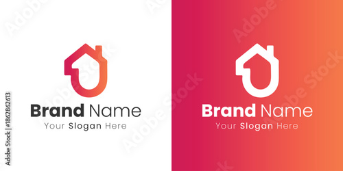 Modern abstract house logo design representing innovative real estate and smart home solutions