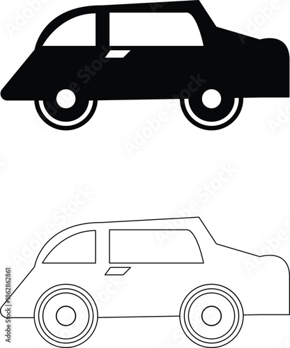 Retro car vector illustration in black silhouette style