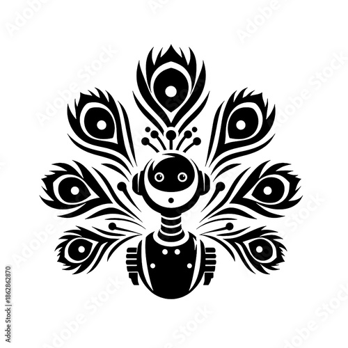 black and white peacock