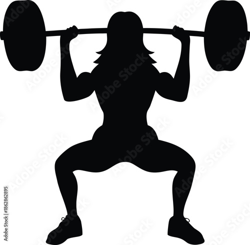 Female Bodybuilder Barbell Squat Silhouette Demonstrating Strength and Fitness Goals