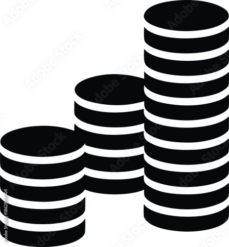 Financial Growth Indicated by Increasing Stacks of Money Coins Representing Investment Success