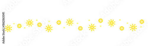 Cute Yellow Flower Decorative Border with Soft Glow Effect, Small Floral Icons with Light Texture Isolated on transparent background, Dreamy Minimal Design for Banners, Cards and Creative Templates