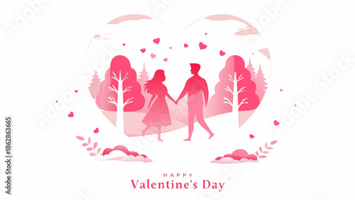 Happy Valentine's Day couple holding hands in love