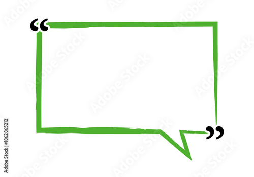 Burbuja de diálogo verde con comillas para resaltar citas y testimonios 