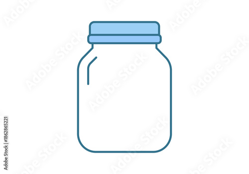 Tarro de cristal azul vacío con tapa cerrada 