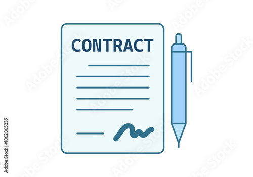 Documento de contrato firmado con un bolígrafo azul para simbolizar acuerdos legales y compromiso empresarial