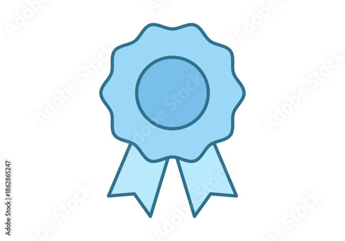 Medalla de premio azul con cintas para reconocimiento de éxito y excelencia académica o profesional