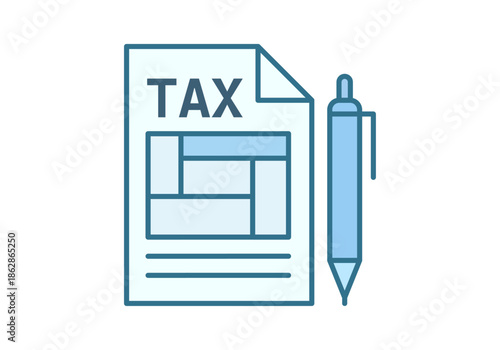 Documento de declaración de impuestos con un bolígrafo azul para simbolizar la gestión tributaria y obligaciones fiscales