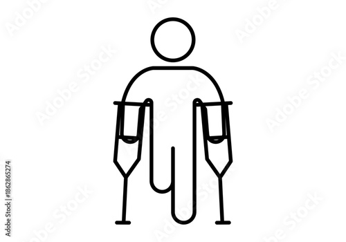 Silueta de una persona con discapacidad física utilizando muletas para caminar y desplazarse