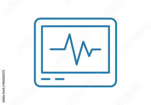 Monitor médico con pantalla digital mostrando una línea de frecuencia cardíaca o electrocardiograma