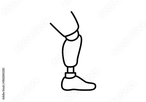 Icono negro de pierna humana con prótesis médica ortopédica