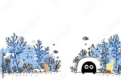 Curious Astronaut Discovering Underwater Door