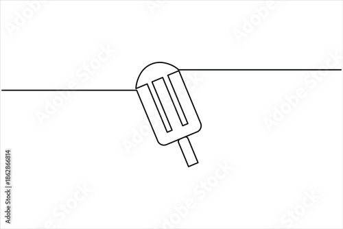 Ice cream stick bar design continuous one line art drawing of dessert, sweet and cold food vector art illustration