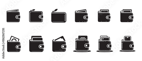 Modern wallet icons collection showcasing diverse styles for finance and security needs