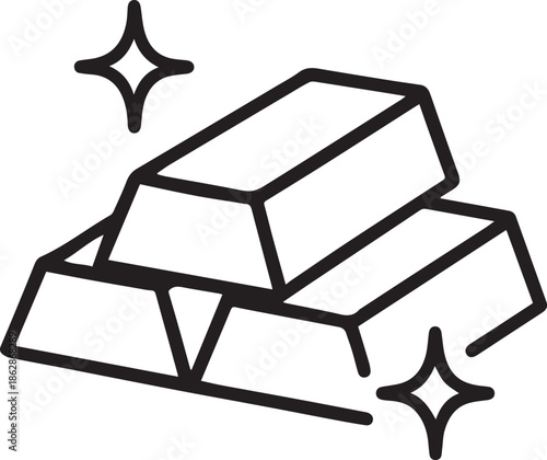 Illustrative line art of gold bars evokes feelings of wealth, stability, and enduring value. The clean lines and minimal detail create a sophisticated aesthetic.