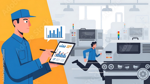 Industrial Automation and Efficiency A Technician Monitoring Production Data