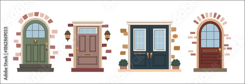 Set of hand-drawn vintage outdoors.