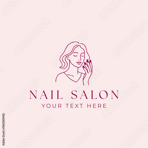 Nail Salon Illustration, Nail Salon Vector, Nail Salon Logo, Feminine Salon Logo, Beauty Salon Branding, Nail Artist Mascot, Elegant Nail Cartoon
