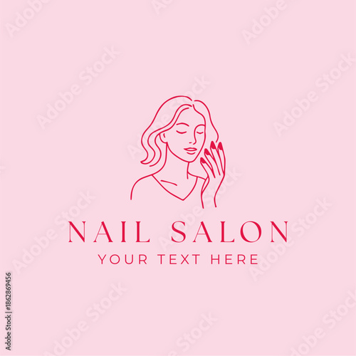 Nail Salon Illustration, Nail Salon Vector, Nail Salon Logo, Feminine Salon Logo, Beauty Salon Branding, Nail Artist Mascot, Elegant Nail Cartoon