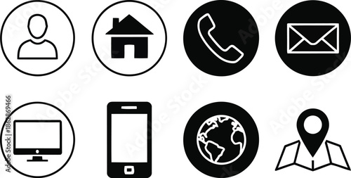 Modern communication icons for business and navigation