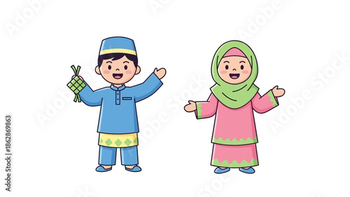 Ramadan Muslim Character Vector Illustration with Islamic Theme