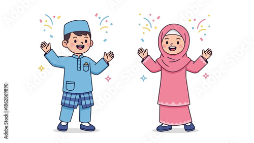 Ramadan Muslim Character Vector Illustration with Islamic Theme