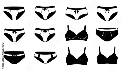 Modern underwear icon collection for men and women vector isolated on white