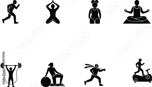 Fitness icons for healthy lifestyle and exercise routine