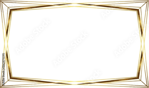 Modern Gold Crystalline Geometric Frame Border with Metallic Lines