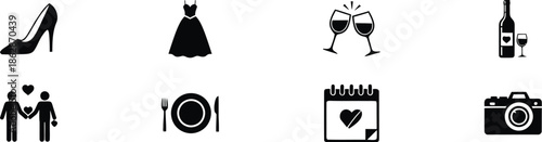 Wedding planning icons for love and celebration