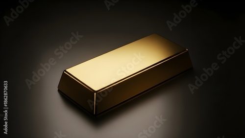 Shiny gold bar on dark background with dramatic lighting