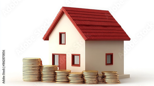 Wallpaper Mural House model coin savings investment finance property mortgage isolated Torontodigital.ca