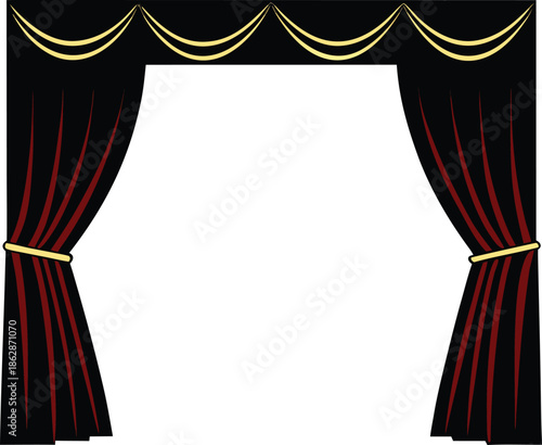 Luxurious Red and Gold Stage Curtains Opening for a Grand Performance