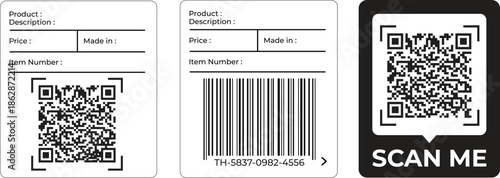 QR code and barcode symbolizing digital technology, data scanning, cashless payment, and product tracking in modern business.