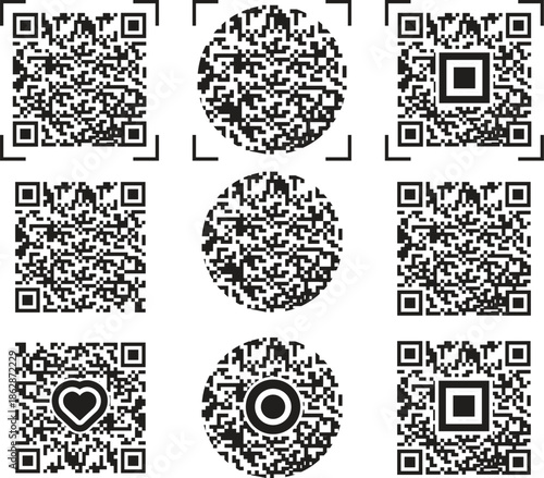 QR code and barcode symbolizing digital technology, data scanning, cashless payment, and product tracking in modern business.