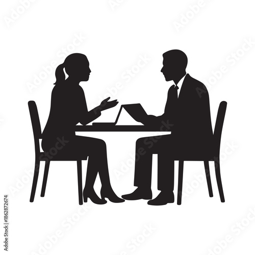 AdoProfessional man and woman engaged in a business meeting or discussion at a tablebe Illustrator Artwork