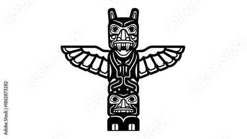 Traditional native american totem pole illustration