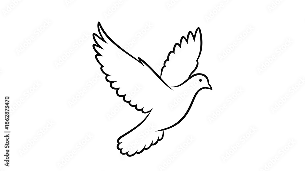 Obraz premium Simple line drawing of a dove in flight