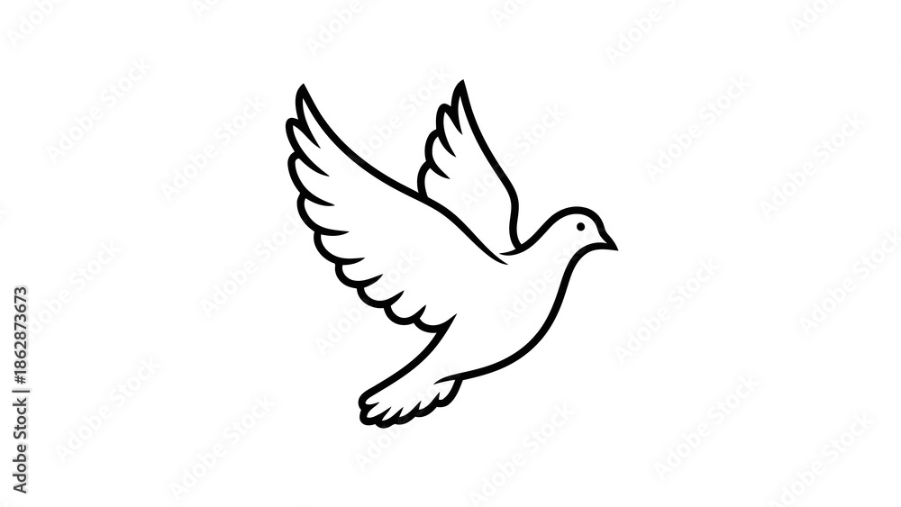 Fototapeta premium Simple black and white dove illustration